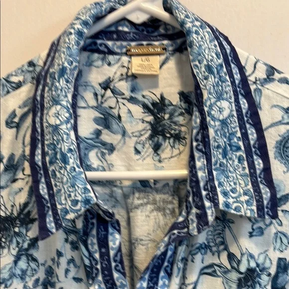 Magaschoni Blue Floral Long Sleeve Dress - Picture 3 of 7